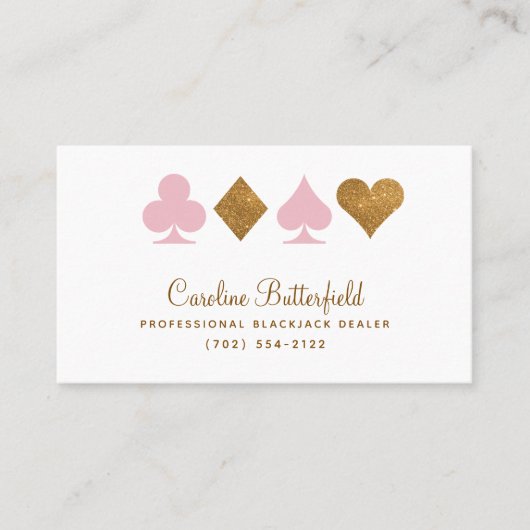 Las Vegas Destiny Gold and Pink Business Card プレイスカード (正面)
