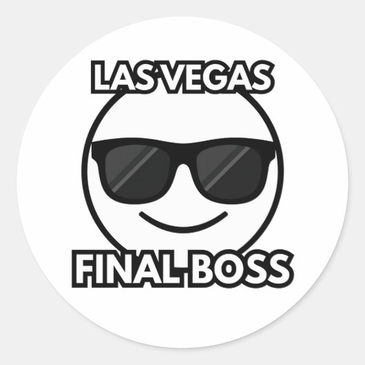 Las Vegas Final Boss Cool Emoji Sticker ラウンドシール (正面)
