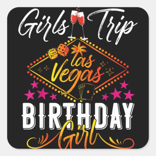 Las Vegas Girls Trip Vacation Bachelorette Birthda スクエアシール (正面)