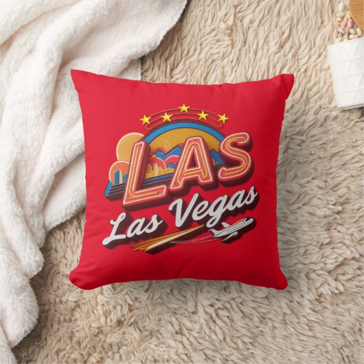 Las Vegas LAS Airport Code Throw Pillow クッション (ブランケット)