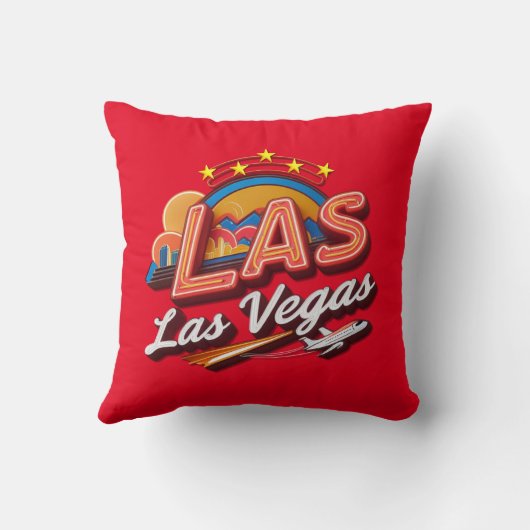 Las Vegas LAS Airport Code Throw Pillow クッション (裏面)