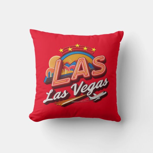 Las Vegas LAS Airport Code Throw Pillow クッション (正面)