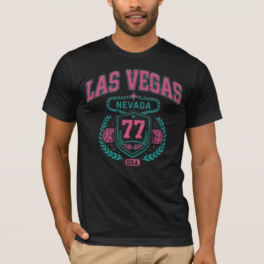 Las Vegas Nevada 77 Retro Athletic Varsity Tシャツ (正面)