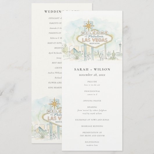 Las Vegas Nevada Landscape Wedding Program 招待状 (正面/裏面)