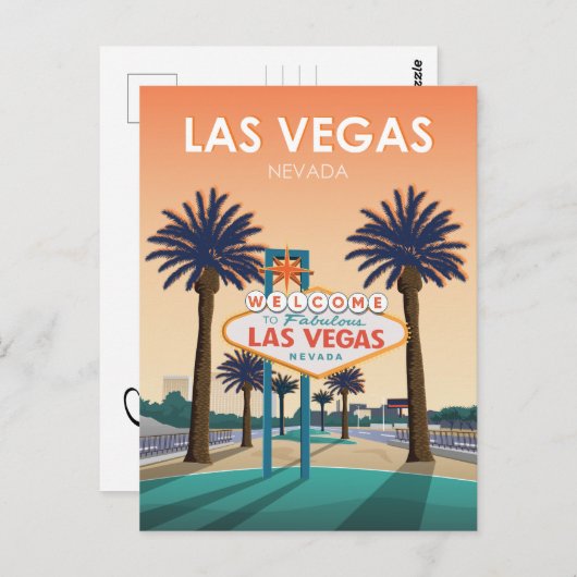Las Vegas NVウェルカムサインatヴィンテージ保存日 ポストカード (正面/裏面)