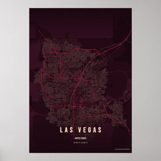 Las Vegas Ruby Poster Print Nevada Map Wallart ポスター (正面)