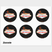 Las Vegas Sign Up At Night Photo ラウンドシール (シート)