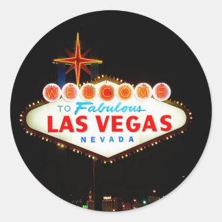 Las Vegas Sign Up At Night Photo ラウンドシール