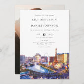 Las Vegas Skyline Destination Photo Wedding 招待状 (正面/裏面)