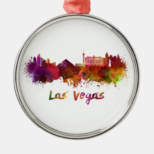 Las Vegas skyline in watercolor メタルオーナメント (正面)