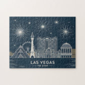 Las Vegas Skyline Minimalist Line Art Cityscape ジグソーパズル (横)