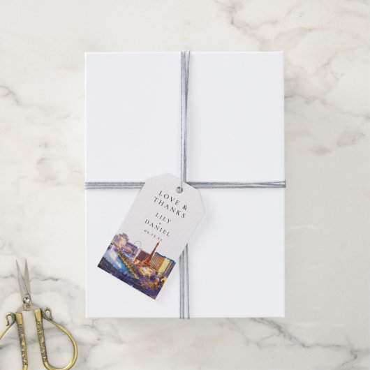 Las Vegas Skyline Wedding Thank You ギフトタグ (より糸付き)