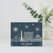 Las Vegas Strip Nevada Skyline Line Art Cityscape ポストカード (スタンド正面)