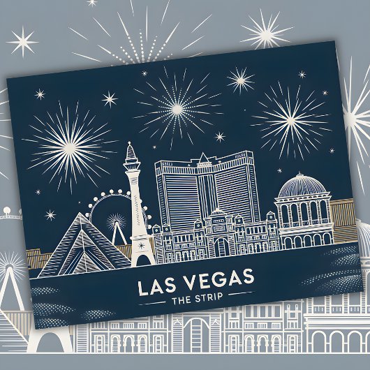 Las Vegas Strip Nevada Skyline Line Art Cityscape ポストカード