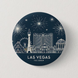 Las Vegas Strip Nevada Skyline Line Art Cityscape 缶バッジ