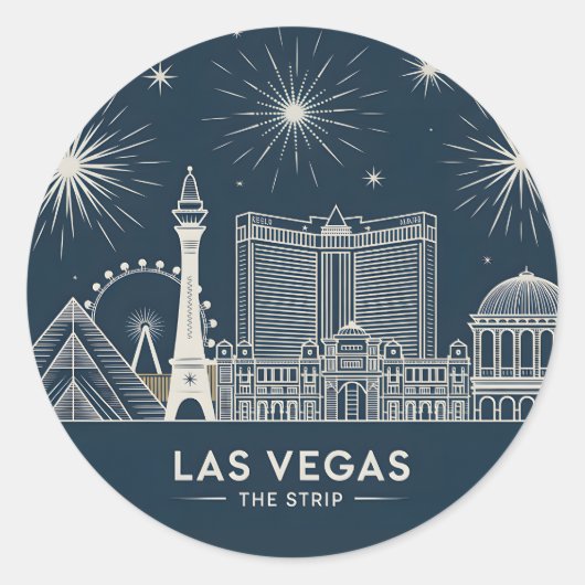 Las Vegas Strip Nevada Travel Souvenir Landmarks ラウンドシール (正面)