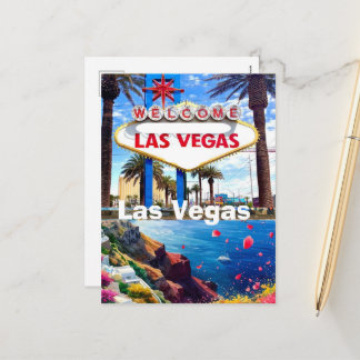 Las Vegas Travel Postcard, Las Vegas Sign, Las Veg シーズンポストカード