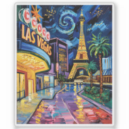 Las Vegas Travel Van Gogh Style Casino Night City  シール
