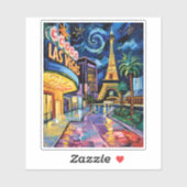 Las Vegas Travel Van Gogh Style Casino Night City シール (シート)