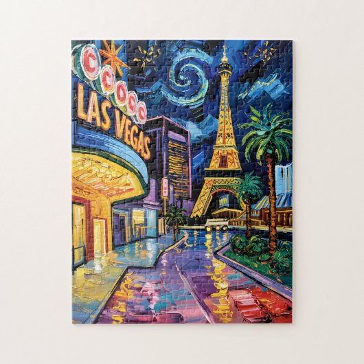Las Vegas Travel Van Gogh Style Casino Night City  ジグソーパズル (縦)
