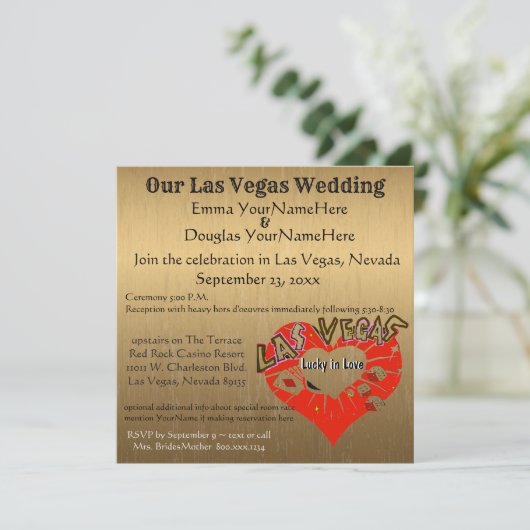 Las Vegas Wedding Gold 招待状 (スタンド正面)