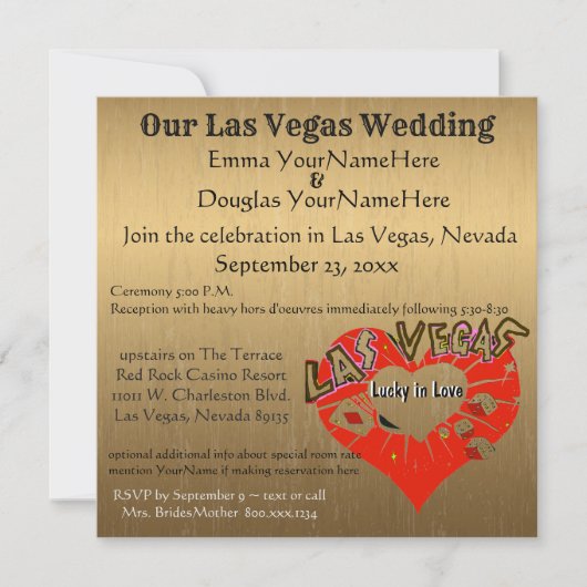 Las Vegas Wedding Gold 招待状 (正面)