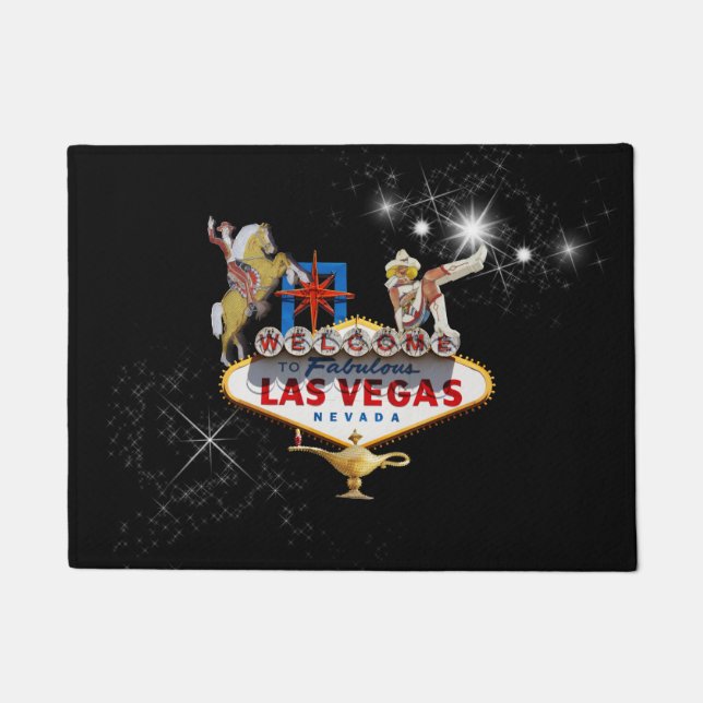 Las Vegas Welcome Sign On Starryの背景 ドアマット (正面)