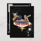 Las Vegas Welcome Sign On Starryの背景 ポストカード (正面/裏面)