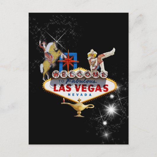 Las Vegas Welcome Sign On Starryの背景 ポストカード (正面)