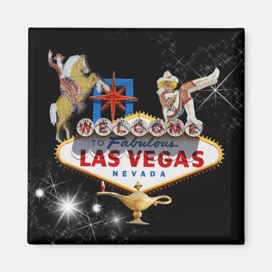 Las Vegas Welcome Sign On Starryの背景 マグネット (正面)