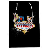 Las Vegas Welcome Sign On Starryの背景 ミディアムペーパーバッグ (正面)