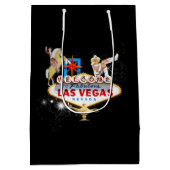 Las Vegas Welcome Sign On Starryの背景 ミディアムペーパーバッグ (裏面)