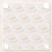 Lasagna Red White Tablecloth Glass Coaster ガラスコースター (裏面)