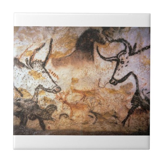 Lascaux Bulls Buffalo Cave Painting タイル (正面)