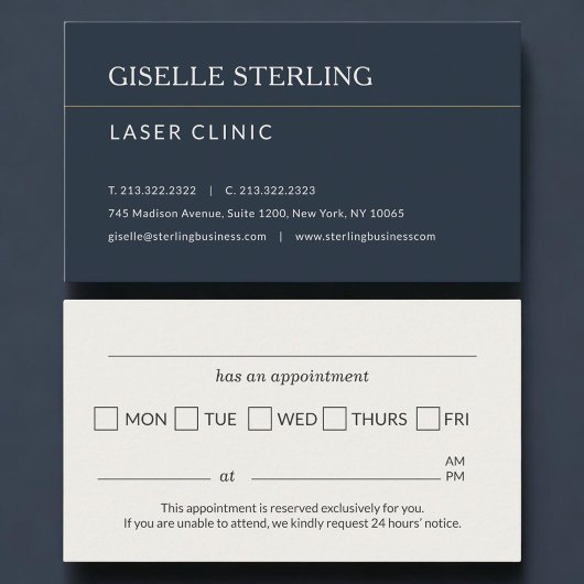 Laser Clinic Office Appointment Reminder 予約カード