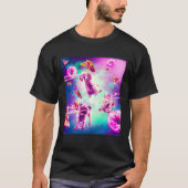 Laser Eyes Space Cat With Dog Pug  Rainbow Tシャツ (正面)