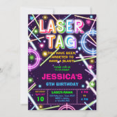 Laser Tag Neon Glow Birthday Party Invitation 招待状 (正面)