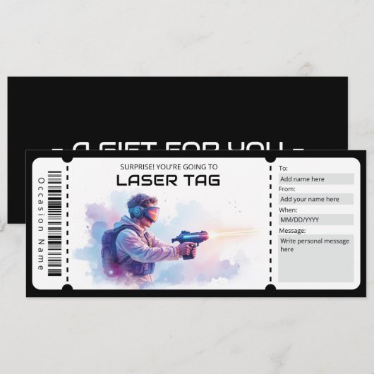 Laser Tag Ticket  招待状 (正面/裏面)