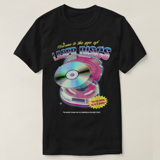 LaserDiscムービーナイトビデオヴィンテージ80s 90s Tech M Tシャツ (デザイン正面)