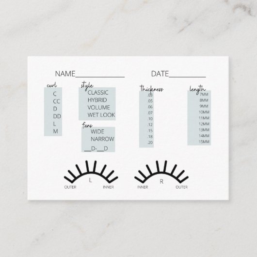 Lashクライアントレコードカード 名刺 (正面)