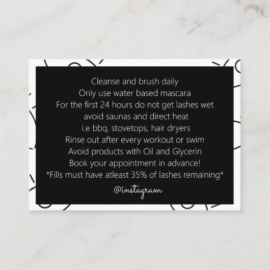Lash拡張アフターケアカード 名刺 (裏面)