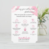 Lash拡張機能アフターケア指示アイコンピンク サンキューカード (スタンド正面)