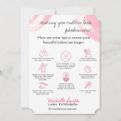 Lash拡張機能アフターケア指示アイコンピンク サンキューカード (正面)