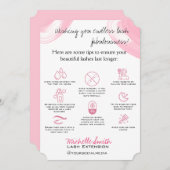 Lash拡張機能アフターケア指示アイコンピンク サンキューカード (正面/裏面)