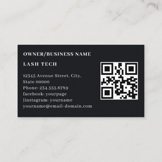 Lash エレガント Tech QRコード 名刺 (裏面)