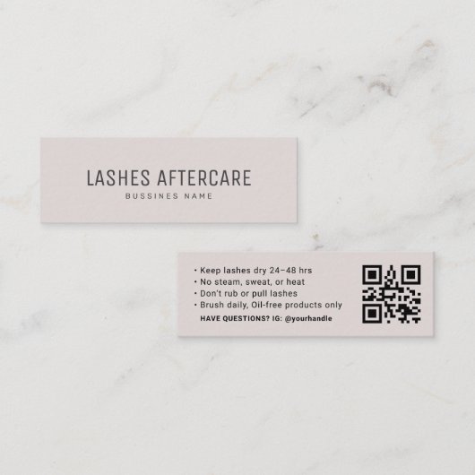 Lash Aftercare Instruction Card with QR Code  スキニー名刺 (正面/裏面)