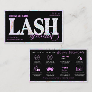 Lash AfterCare Instructions明るい赤紫色Marbled Swirl 名刺