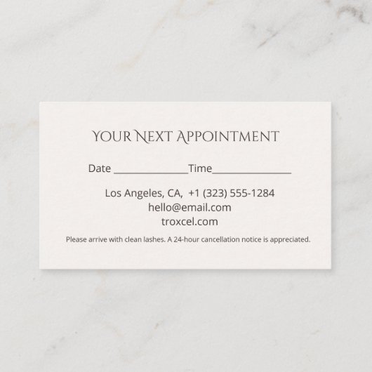 Lash Appointment Card Elegant Design 予約カード (裏面)