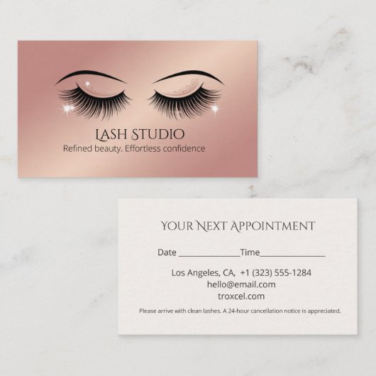 Lash Appointment Card Elegant Design 予約カード (正面/裏面)