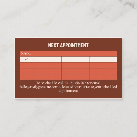 Lash Appointment Reminder Card Editable コーリングカード (裏面)